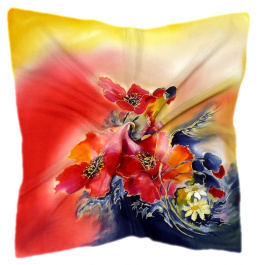 AM5-522 Hand-painted silk scarf, 55x55 cm