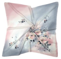 AM-452 Gray-pink Hand Painted Silk Scarf, 90x90cm