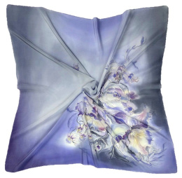 AM-223 Violet-gray Hand Painted Silk Scarf, 90x90cm
