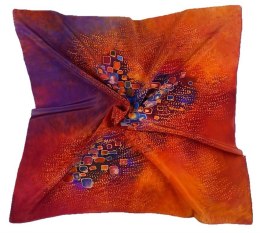 AM7-196 Hand-painted silk scarf, 70x70 cm