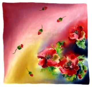 Hand-painted silk scarf, 70x70 cm AM7-213