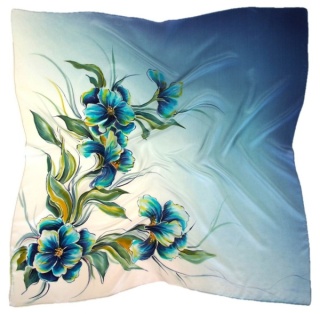 AM5-565 Hand-painted silk scarf, 52x52 cm