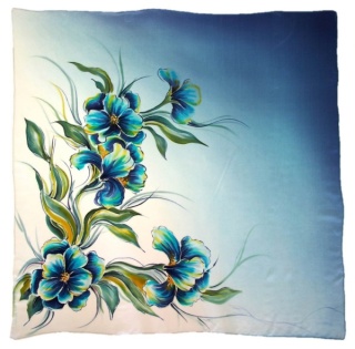 AM5-565 Hand-painted silk scarf, 52x52 cm