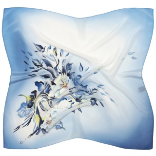 AM7-215 Hand-painted silk scarf, 70x70 cm