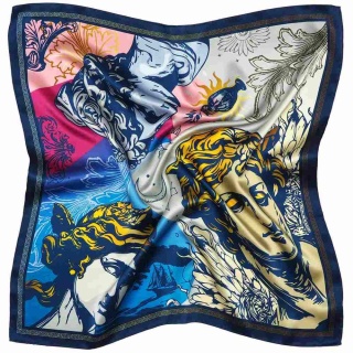 Silk scarf, double-sided, with mythological motifs, 68x68 cm, AD7-493
