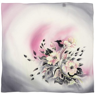 Apaszka jedwabna ręcznie malowana, Romantyczny dotyk 70x70cm AM7-729