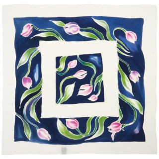 AM7-721 Silk Hand Painted Scarf 70x70cm