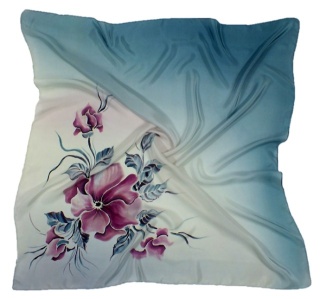 AM5-722 Hand Painted Silk Scarf, 55x55cm