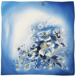 Gawroszka jedwabna ręcznie malowana, Bukiet w niebie 55x55cm AM5-730