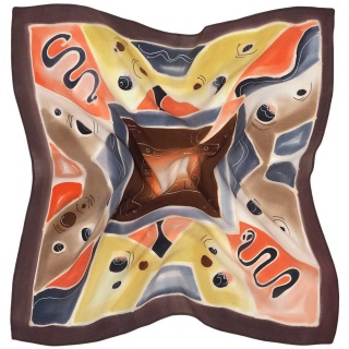 Hand-painted silk scarf ChocoLine 55x55cm AM5-731