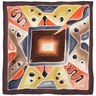 Hand-painted silk scarf ChocoLine 55x55cm AM5-731