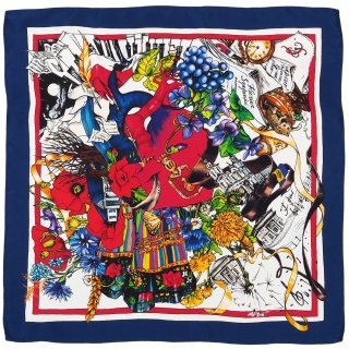 Jedwabna gawroszka dwustronna Fryderyk Chopin 54x54cm CH-1033