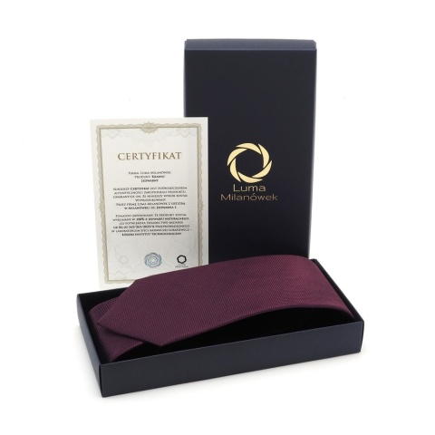 Jedwabny krawat żakardowy w mikrowzór bordo KR-679 (2)