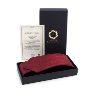 Burgundy Jacquard Silk Tie with Micro Pattern KR-659