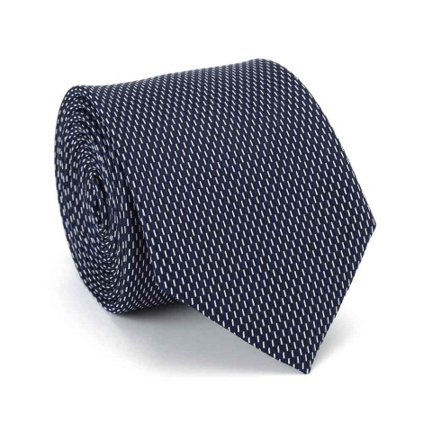Micro-patterned silk jacquard tie navy blue KR-675 (1)