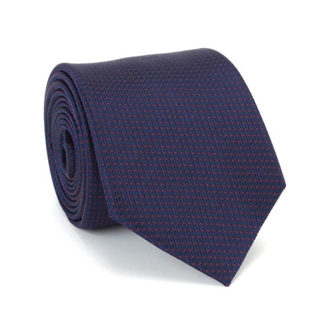 Silk tie in a navy blue jacquard weave with a micro pattern KR-645
