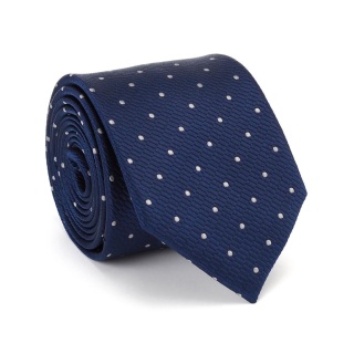 Micro-patterned silk jacquard tie navy blue KR-667
