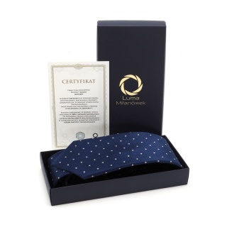 Micro-patterned silk jacquard tie navy blue KR-667