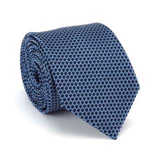 Blue Jacquard Silk Tie with Micro Pattern – KR-649
