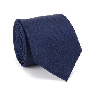 Micro-patterned silk jacquard tie navy blue KR-668