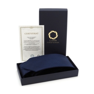 Micro-patterned silk jacquard tie navy blue KR-668