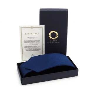 Micro-patterned silk jacquard tie navy blue KR-673