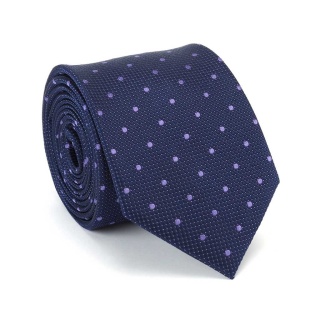 Jedwabny krawat żakardowy w mikrowzór granatowy KR-681
