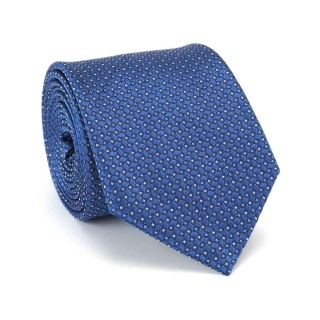 Micro-patterned blue jacquard silk tie KR-665