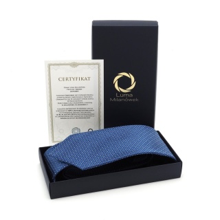 Micro-patterned blue jacquard silk tie KR-665