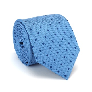 Blue Jacquard Silk Tie with Micro-Pattern – KR-670