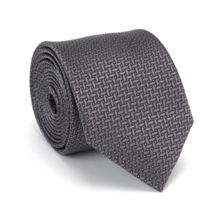 Jacquard silk tie with a micro pattern in gray KR-654