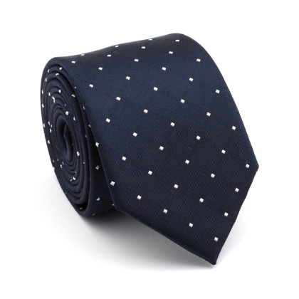 Navy Blue Polka Dot Jacquard Silk Tie KR-560