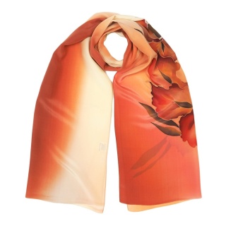 Silk scarf with orange flowers 160x44cm SZ-899