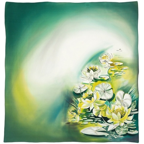 AM7-221 Hand-painted silk scarf, 70x70 cm