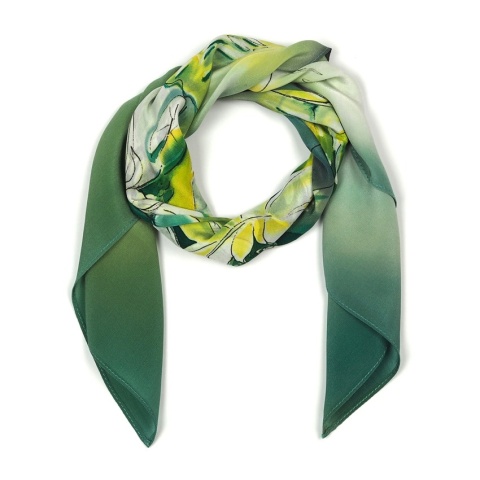 AM7-221 Hand-painted silk scarf, 70x70 cm