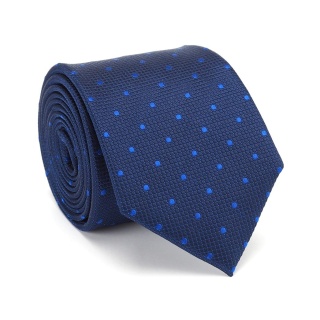 Jacquard Silk Tie with Navy Micro Pattern KR-687