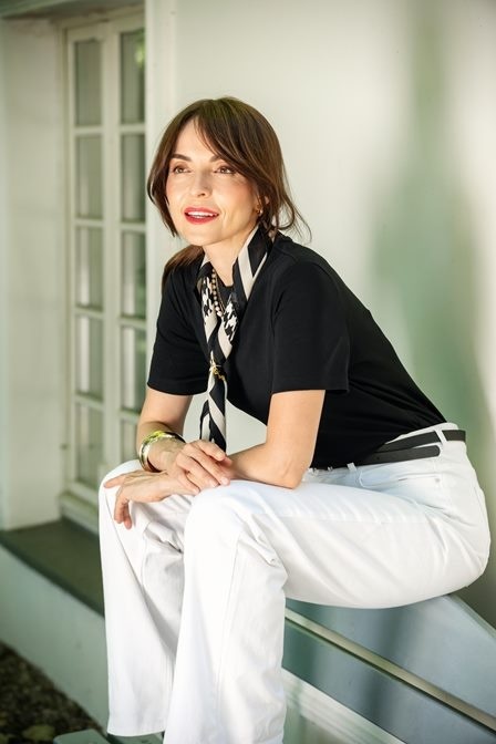 Jedwabny szalik dwustronny w pepitkę 145x30cm SDM-03