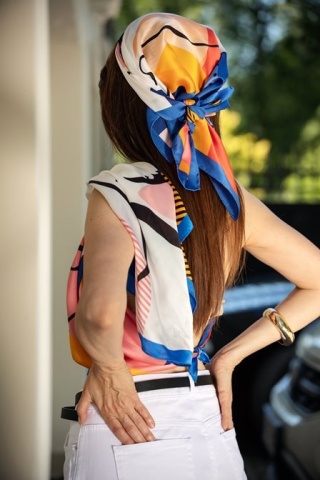 Silk Scarf Double-sided Pop Art 145x30cm SDM-05