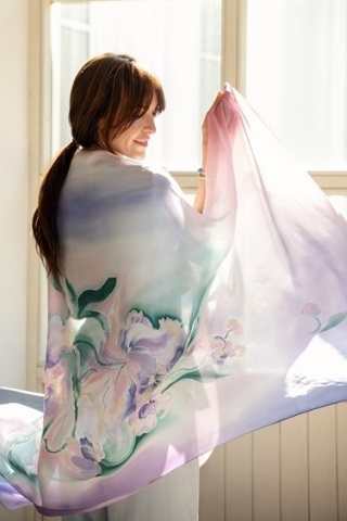 SZM-090 Elegant shawl for evening dress habotai 250x90cm