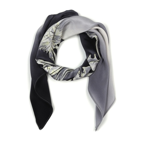 AM7-532 Hand-painted silk scarf, gray 70x70cm