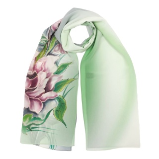 Hand-Painted Silk Scarf – Green Garden SZ-892
