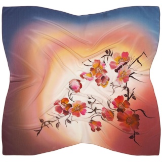 AM-007 Hand-painted silk scarf, 90x90cm