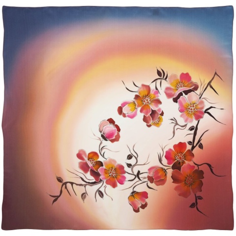 AM-007 Hand-painted silk scarf, 90x90cm
