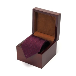 Krawat jedwabny w drewnianym pudełku KRD-454