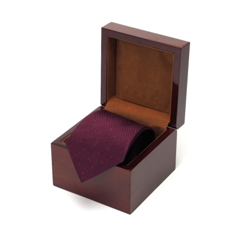 Krawat jedwabny w drewnianym pudełku KRD-454