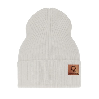 Women's ecru merino hat with turn-up