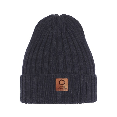 Czapka wełna merino męska granatowa