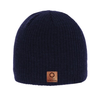 Czapka wełna merino męska myśliwska granatowa