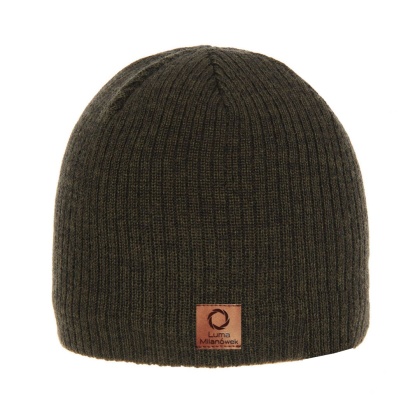 Czapka wełna merino męska myśliwska khaki