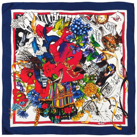 Silk Fryderyk Chopin Scarf - 68x68cm CH-1022